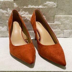 Express Suede Pointed Toe Heels Paprika Size 8